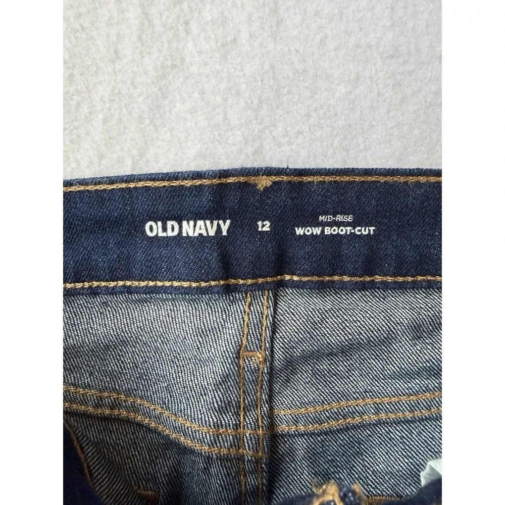 Old Navy Wow Boot Cut Jeans Womens 12 Mid Rise Dark Wash NWT Stretch Denim